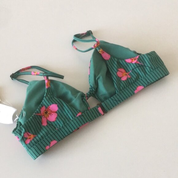 Billabong Seain Green Twist Island Bikini Top Large - Picture 2 of 14